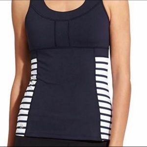 NWOT Athleta Tank Top Navy Blue White Striped.